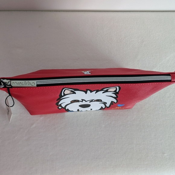 marc tetro Westie Large Zip Top Cosmetic Case Pouch Bag PVC Saffiano Red NWT - Picture 11 of 14